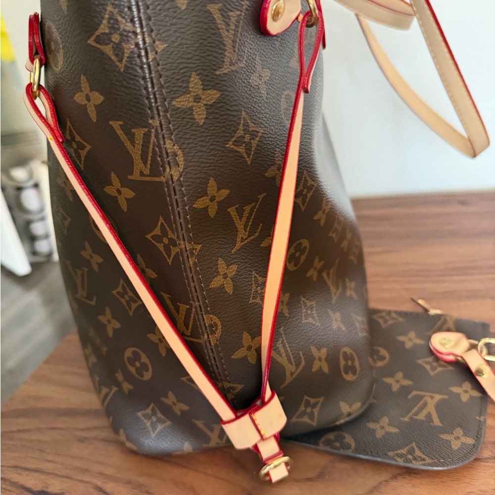 Monogram Purse Bag with Hot Pink Interior and Insert - Brown - Picture 3 of 12